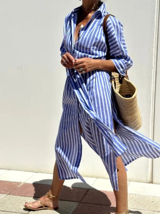 Osyara™ Classic Stripe Shirt Dress