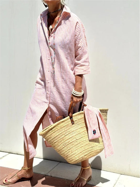 Osyara™ Classic Stripe Shirt Dress